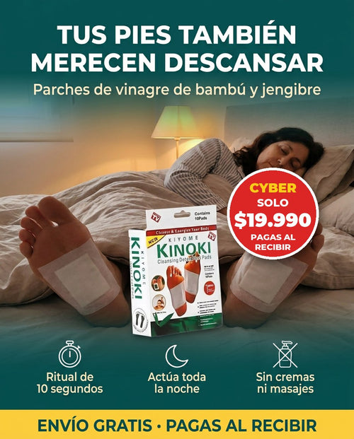 Parches Kinoki: tus pies también merecen descansar. Precio Cyber $19.990, pagas al recibir